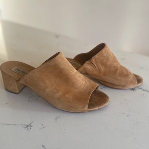 Saks Fifth Avenue Suede Tan Mules